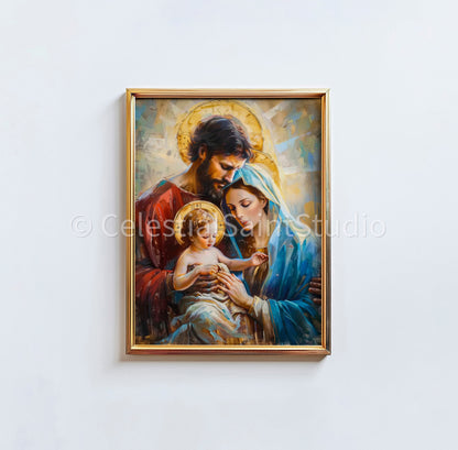 Holy Family | DIGITAL OIL PAINT | Catholic Printable | Catholic Art | Patron Saint | Digital Download