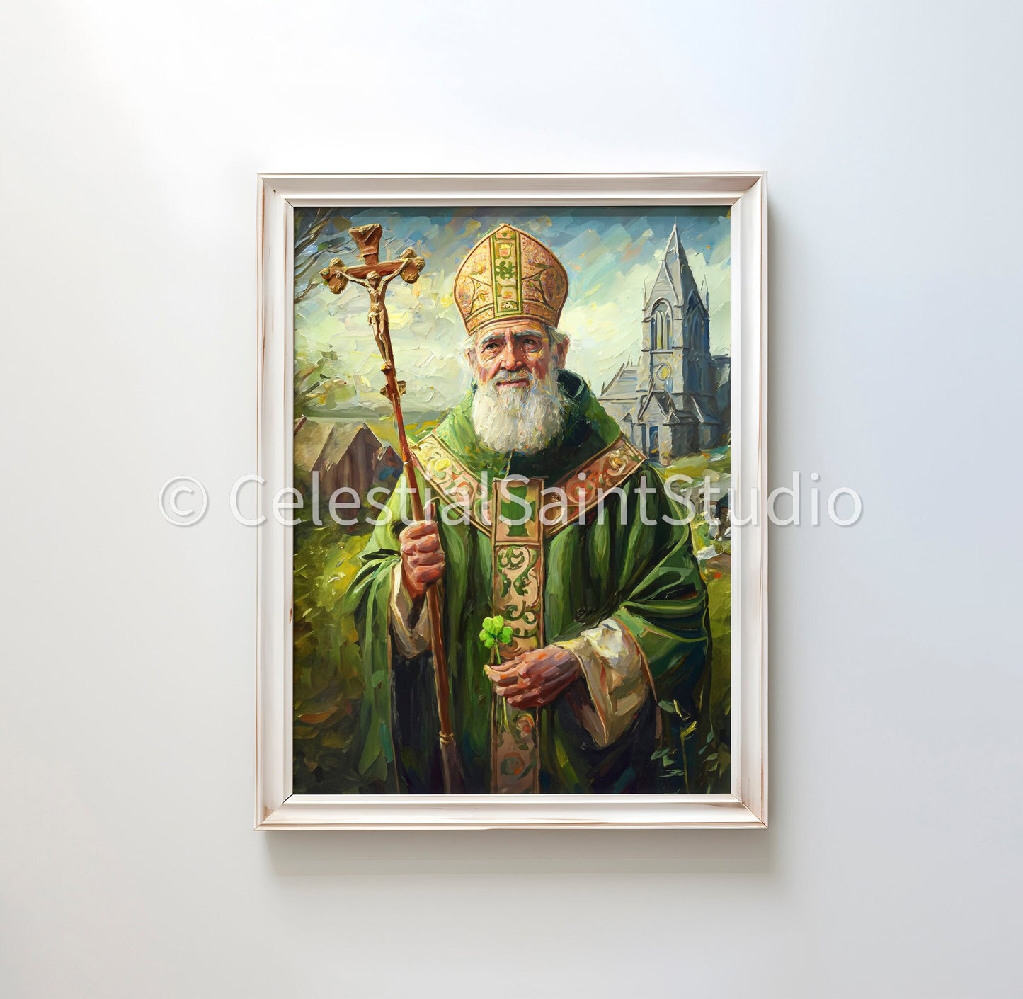 St. Patrick | DIGITAL OIL PAINT | Catholic Printable | Catholic Art | Patron Saint | Digital Download