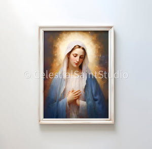 Blessed Virgin Mary | Our Lady | DIGITAL OIL PAINT | Catholic Printable | Digital Download | Patron Saint | Catholic Art