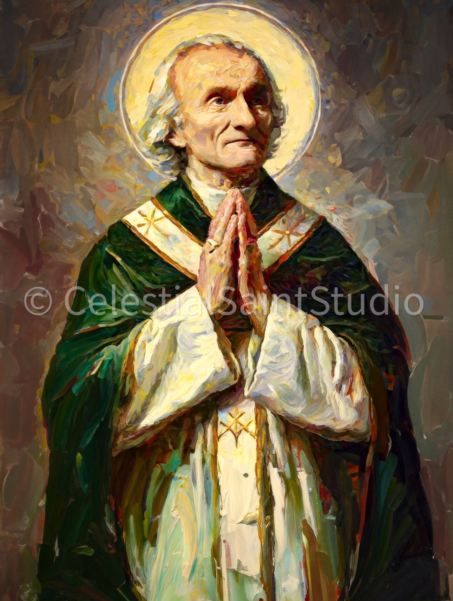 St. John Vianney | DIGITAL OIL PAINT | Catholic Printable | Catholic Art | Patron Saint | Digital Download