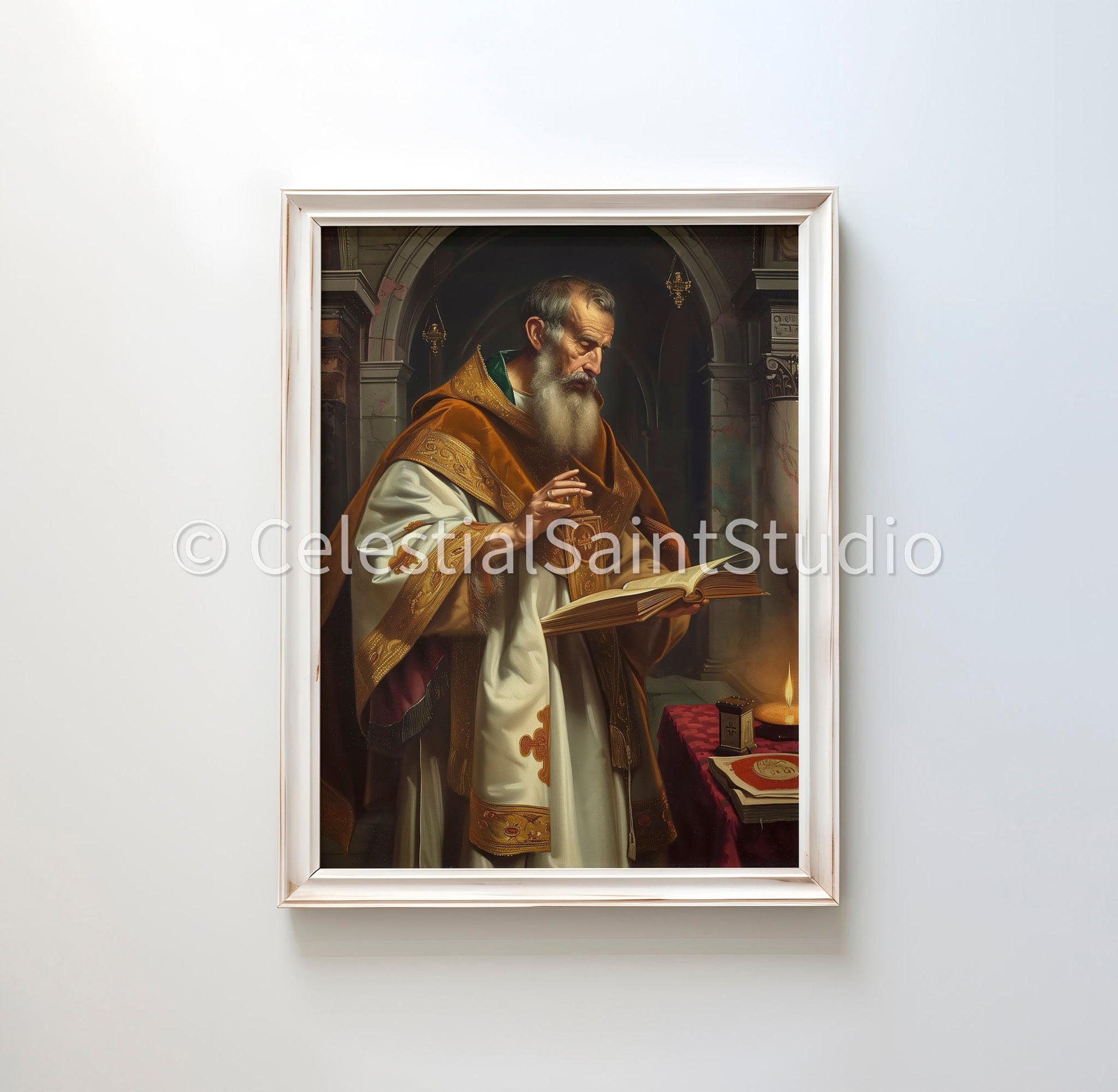 St. Augustine of Hippo | DIGITAL OIL PAINT | Catholic Printable | Digital Download | Patron Saint | Catholic Art