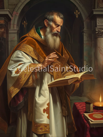 St. Augustine of Hippo | DIGITAL OIL PAINT | Catholic Printable | Digital Download | Patron Saint | Catholic Art