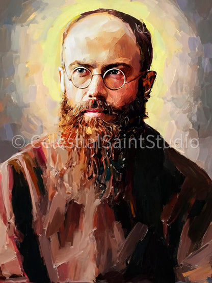 St. Maximilian Kolbe | DIGITAL OIL PAINT | Catholic Printable | Catholic Art | Patron Saint