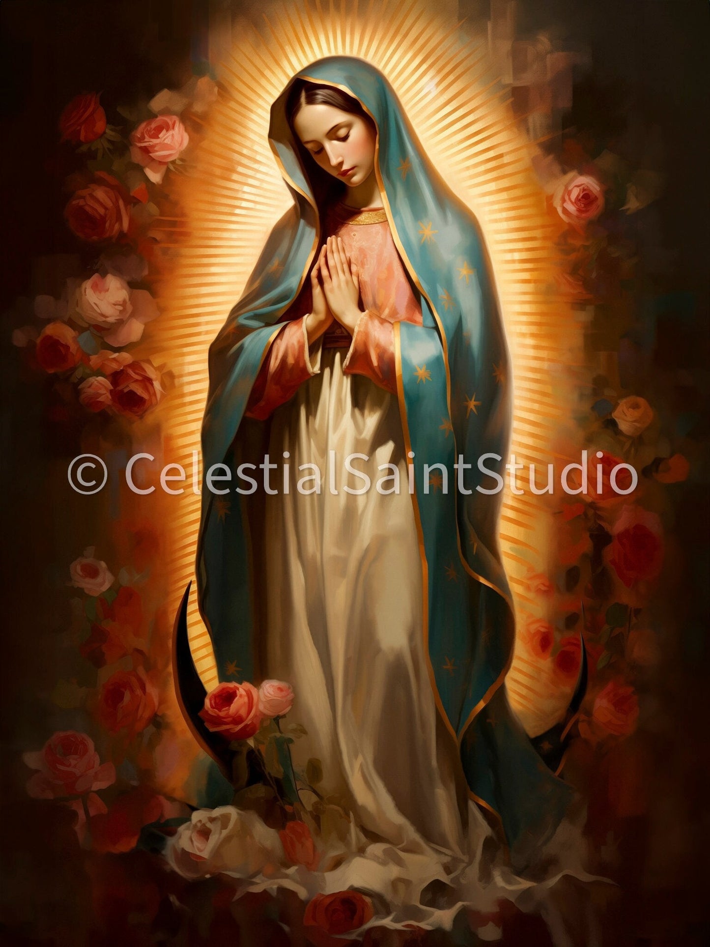 Our Lady of Guadalupe | DIGITAL OIL PAINT | Catholic Printable | Catholic Art | Digital Download