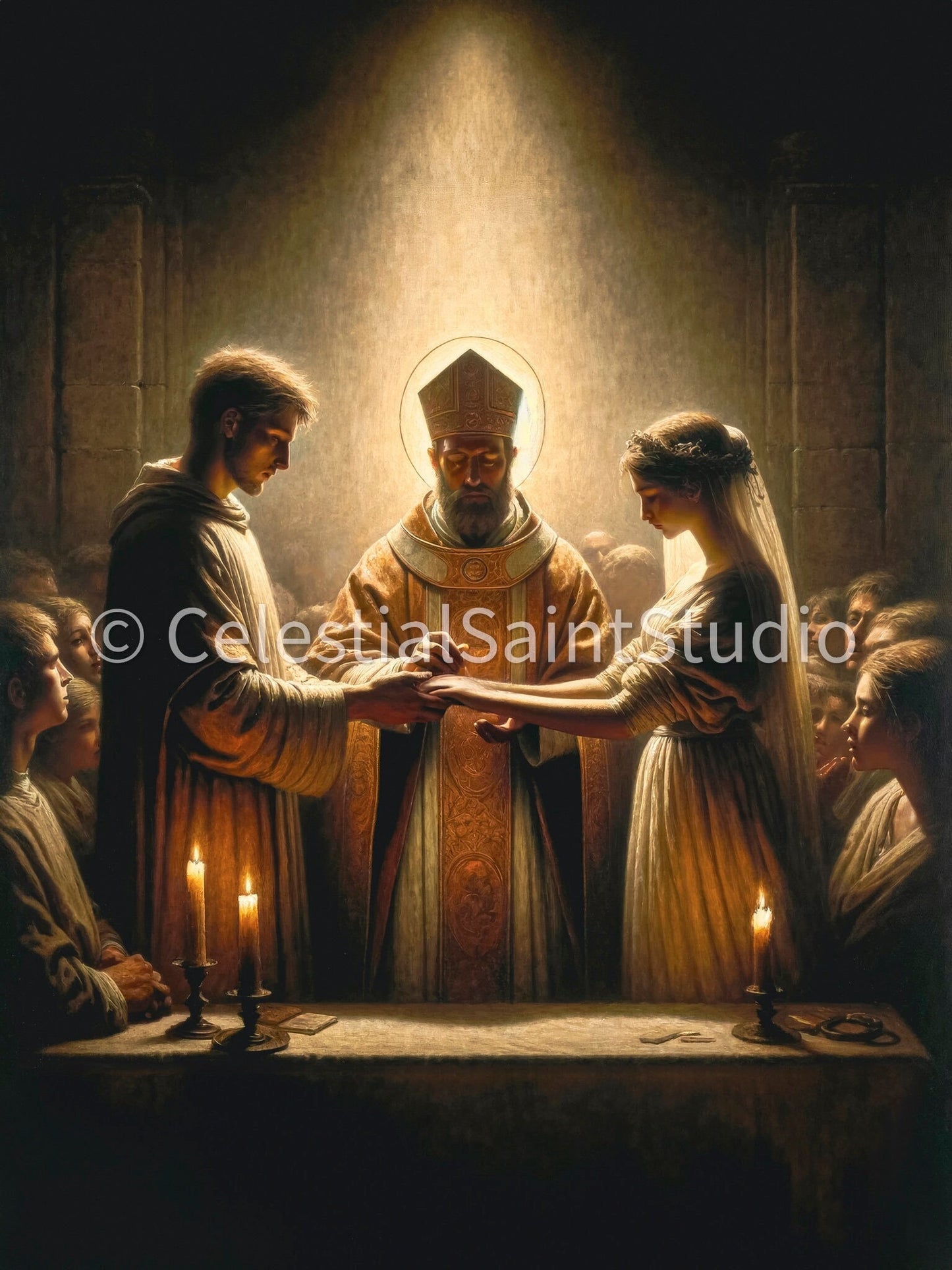 St. Valentine | Secret marriage ceremony | DIGITAL OIL PAINT | Catholic Printable | Catholic Art | Patron Saint | Digital Download