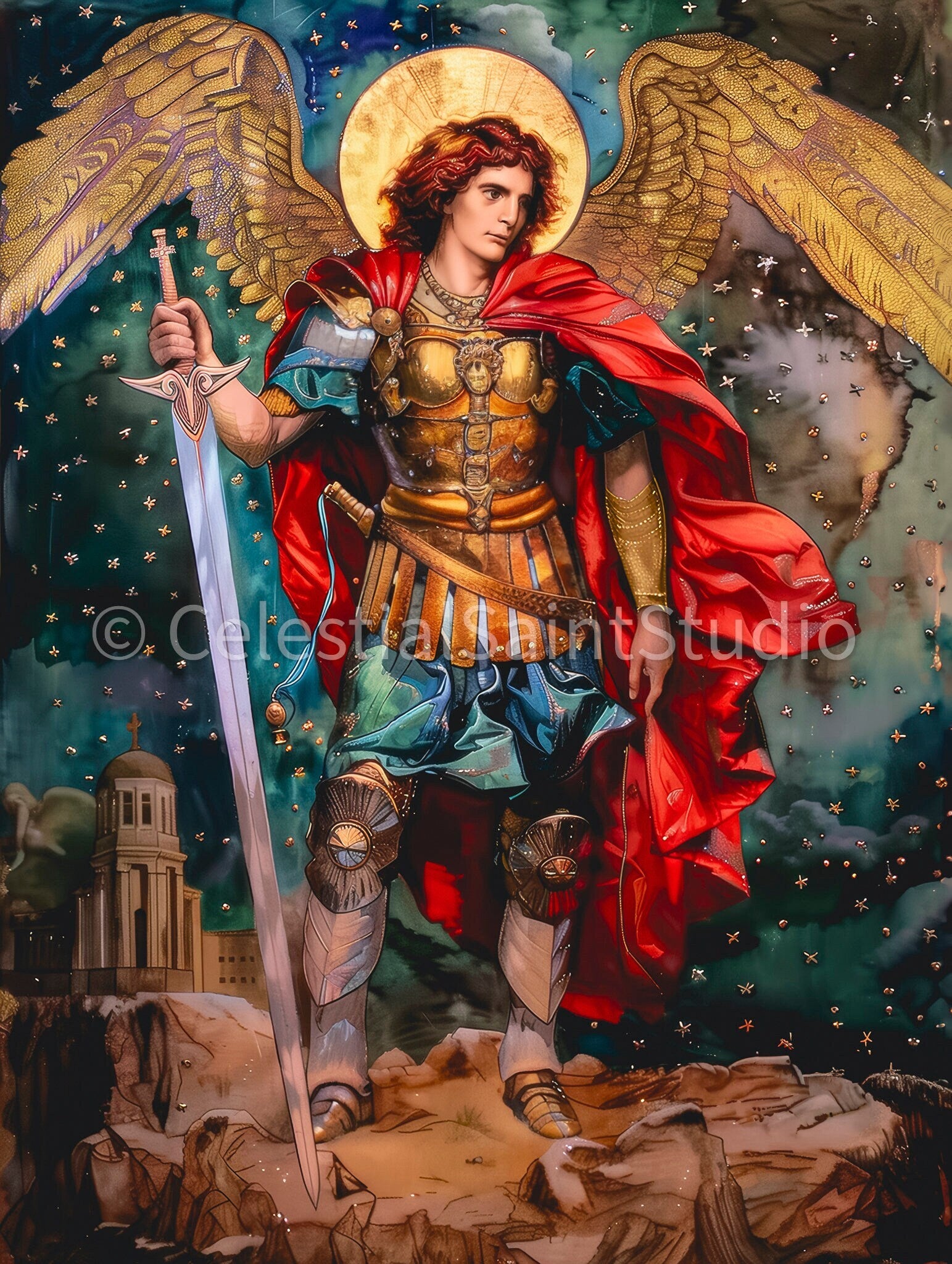 St. Michael the Archangel | DIGITAL OIL PAINT | Catholic Printable | Catholic Art | Patron Saint | Digital Download