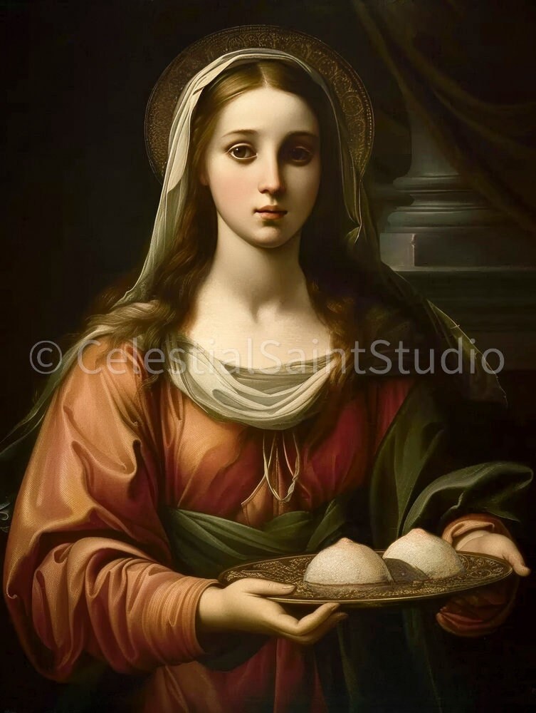 St. Agatha | DIGITAL OIL PAINT | Catholic Printable | Digital Download | Patron Saint | Catholic Art