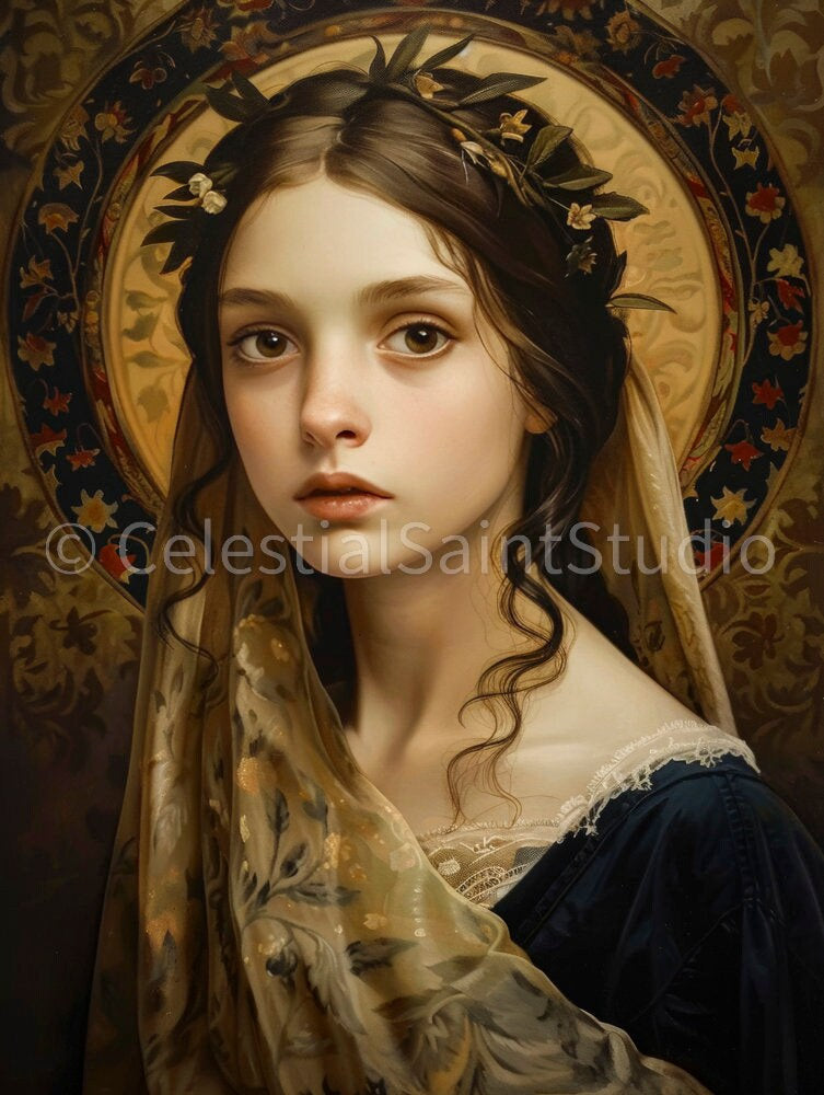 St. Agnes | DIGITAL OIL PAINT | Catholic Printable | Digital Download | Catholic Art | Patron Saint