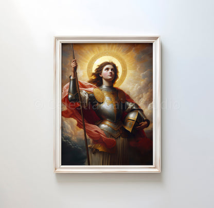 St. Joan of Arc | DIGITAL OIL PAINT | Catholic Printable | Patron Saint