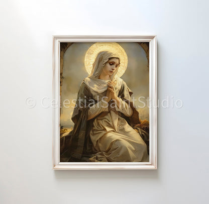 St. Angela of Foligno | DIGITAL OIL PAINT | Catholic Printable | Catholic Art | Patron Saint | Digital Download