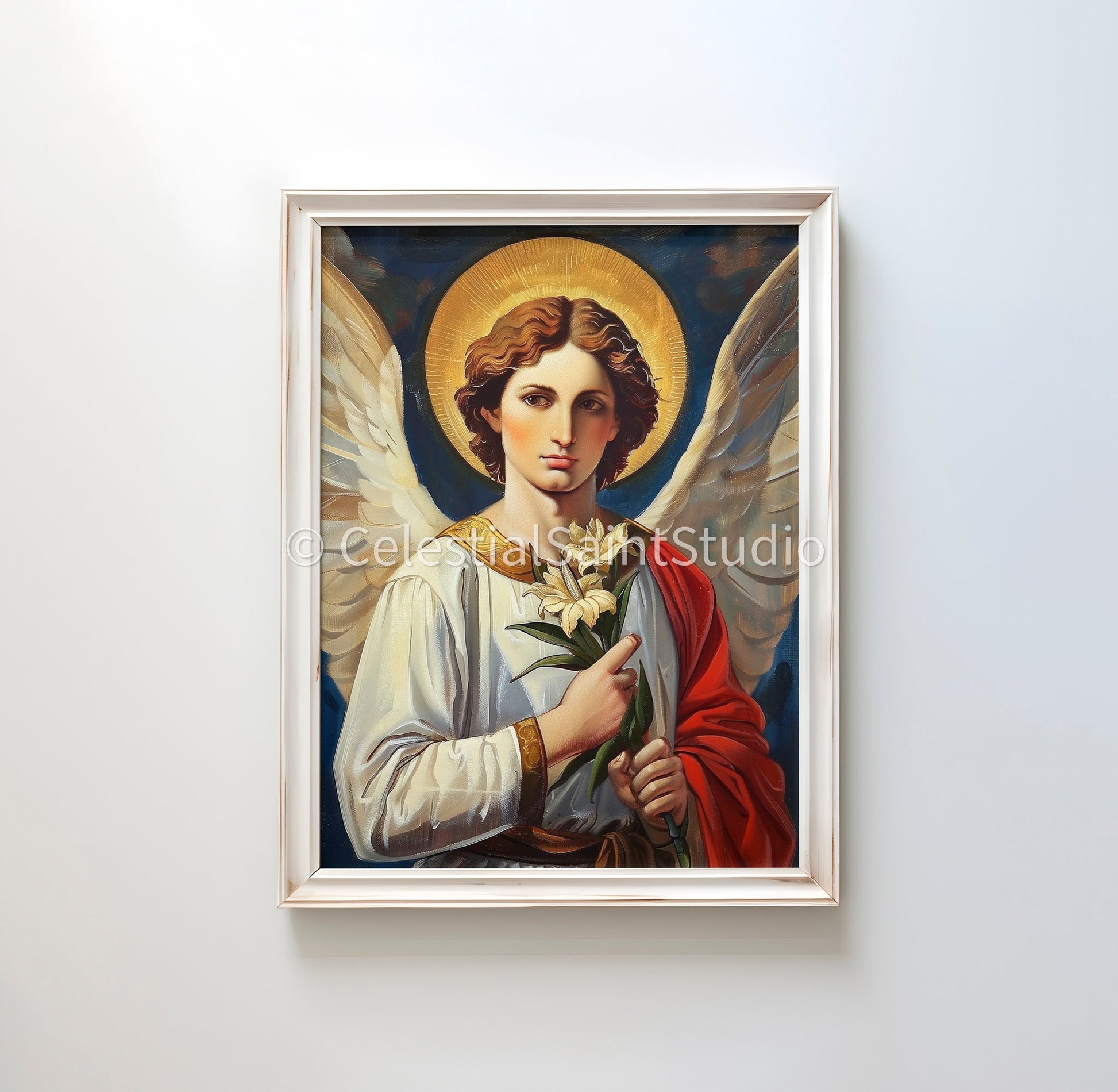 St. Gabriel the Archangel | DIGITAL OIL PAINT | Catholic Printable | Digital Download | Patron Saint | Catholic Art