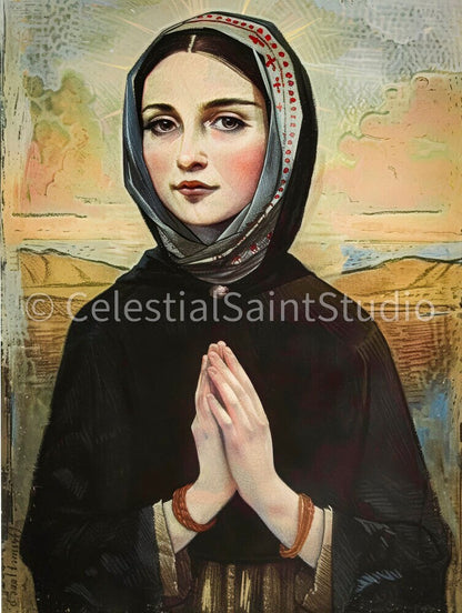 St. Bernadette | DIGITAL OIL PAINT | Catholic Printable | Catholic Art | Patron Saint | Digital Download