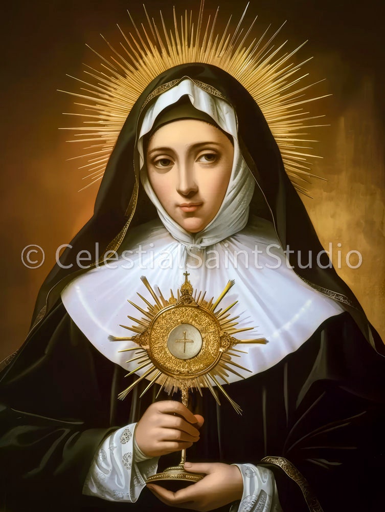 St. Clare of Assisi | DIGITAL OIL PAINT | Catholic Printable | Catholic Art | Patron Saint