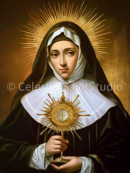 St. Clare of Assisi | DIGITAL OIL PAINT | Catholic Printable | Catholic Art | Patron Saint