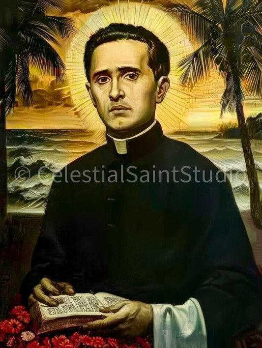 St. Damien of Molokai | DIGITAL OIL PAINT | Catholic Printable | Catholic Art | Patron Saint | Digital Download