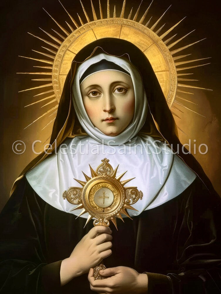 St. Clare of Assisi | DIGITAL OIL PAINT | Catholic Printable | Catholic Art | Patron Saint