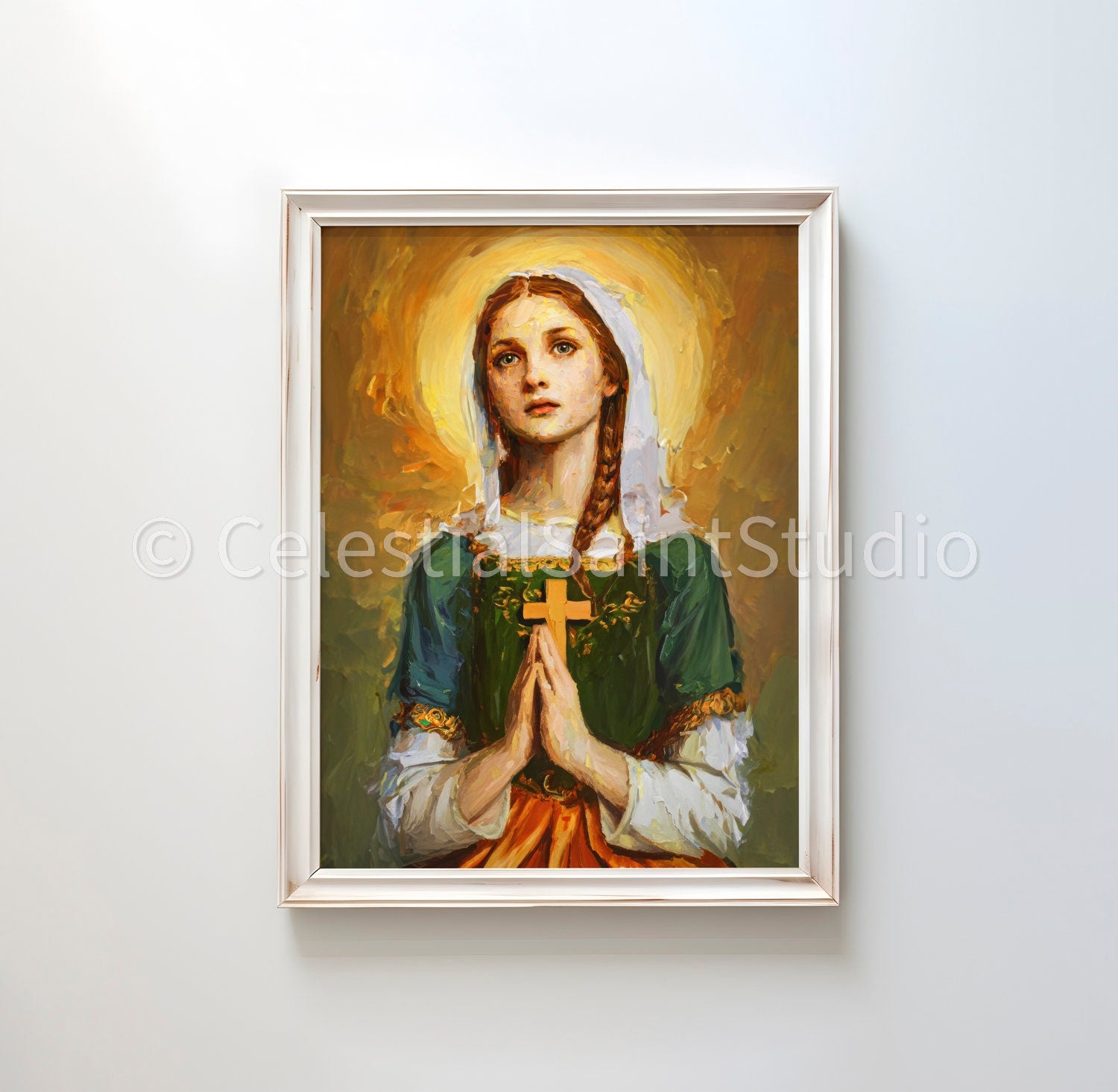 St. Dymphna | DIGITAL OIL PAINT | Catholic Printable | Digital Download | Patron Saint | Catholic Art