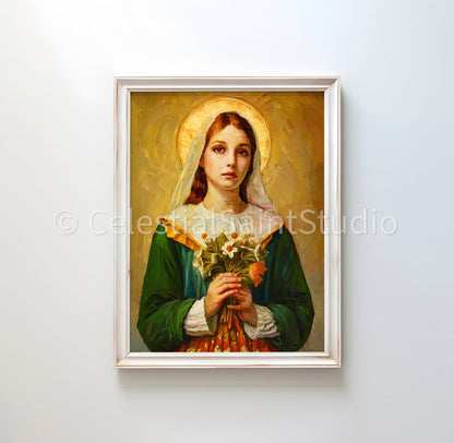 St. Dymphna | DIGITAL OIL PAINT | Catholic Printable | Digital Download | Patron Saint | Catholic Art