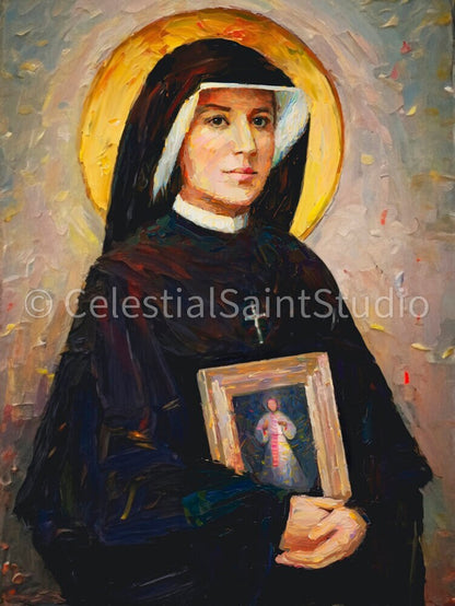 St. Faustina Kowalska | DIGITAL OIL PAINT | Catholic Printable | Digital Download | Patron Saint | Catholic Art