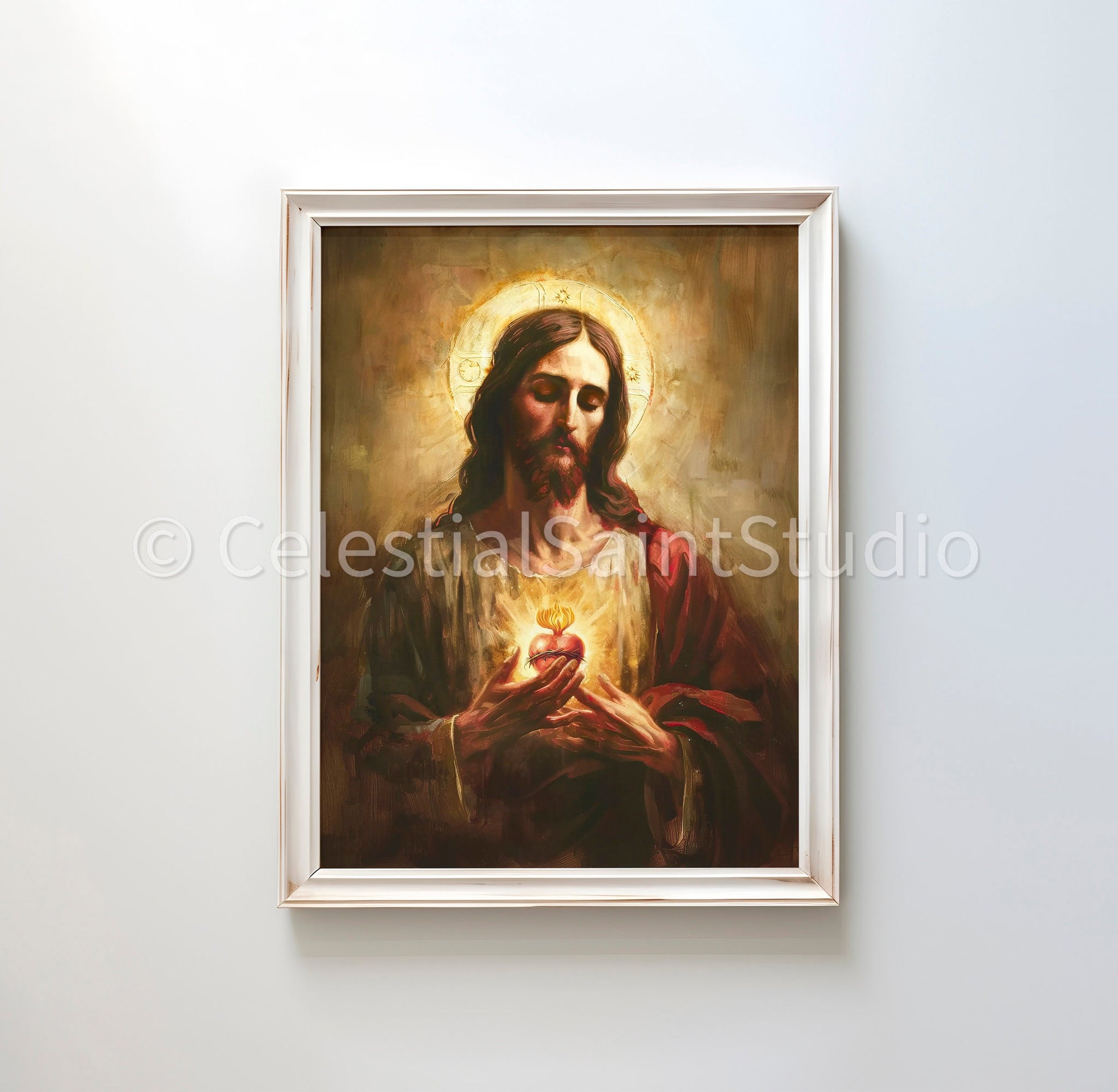 Sacred Heart of Jesus | DIGITAL OIL PAINT | Catholic Printable | Digital Download | Catholic Art