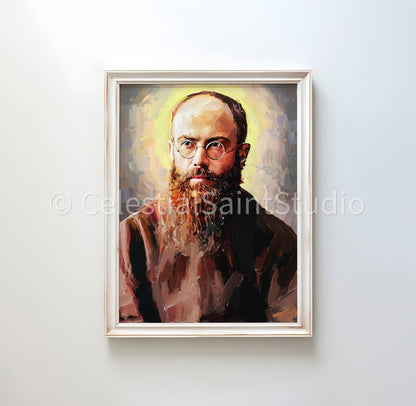 St. Maximilian Kolbe | DIGITAL OIL PAINT | Catholic Printable | Catholic Art | Patron Saint