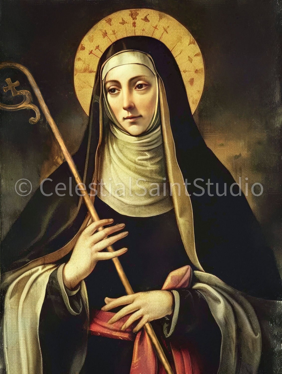 St. Gertrude the Great | DIGITAL OIL PAINT | Catholic Printable | Catholic Art | Patron Saint | Digital Download