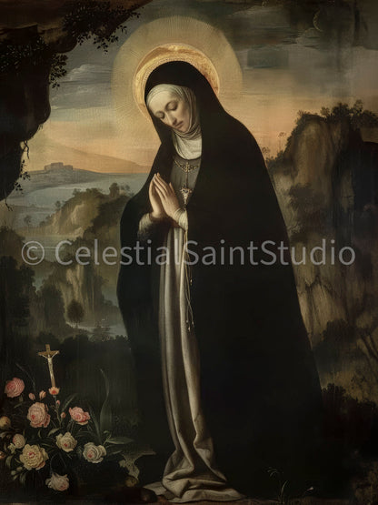 St. Gertrude the Great | DIGITAL OIL PAINT | Catholic Printable | Catholic Art | Patron Saint | Digital Download