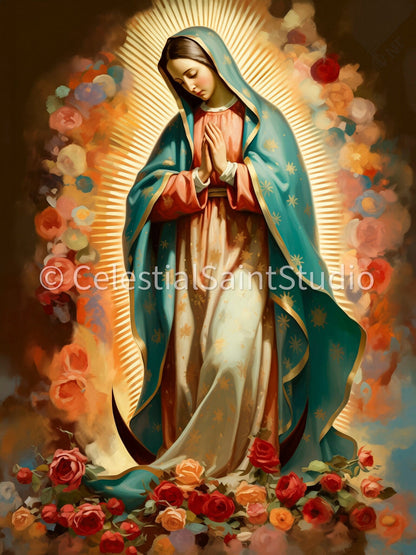 Our Lady of Guadalupe | DIGITAL OIL PAINT | Catholic Printable | Catholic Art | Digital Download