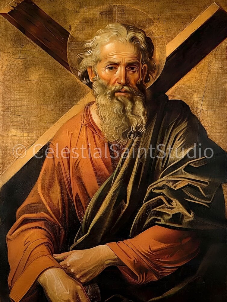 St. Andrew the Apostle | DIGITAL OIL PAINT | Catholic Printable | Catholic Art | Patron Saint | Digital Download