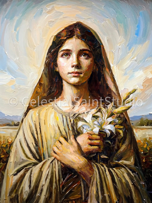 St. Maria Goretti | DIGITAL OIL PAINT | Catholic Printable | Catholic Art | Patron Saint | Digital Download