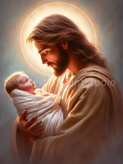 Christ holding baby | Christian Art | Pics of Jesus | After miscarriage gift | Commemorate Miscarriage | Digital Download