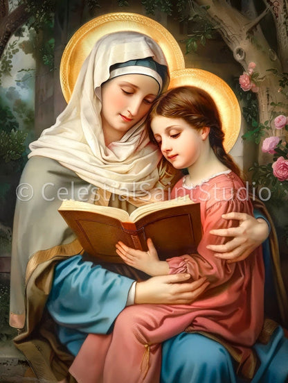 St. Anne | DIGITAL OIL PAINT | Catholic Printable | Catholic Art | Patron Saint | Digital Download