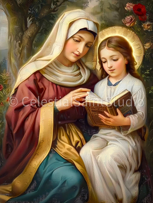 St. Anne | DIGITAL OIL PAINT | Catholic Printable | Catholic Art | Patron Saint | Digital Download