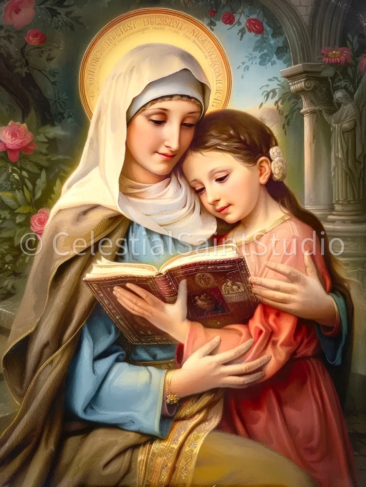 St. Anne | DIGITAL OIL PAINT | Catholic Printable | Catholic Art | Patron Saint | Digital Download