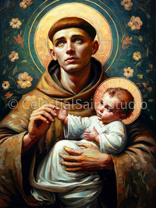 St. Anthony of Padua | DIGITAL OIL PAINT | Catholic Printable | Catholic Art | Patron Saint | Digital Download