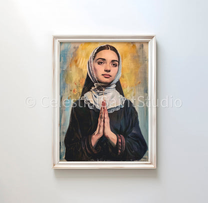 St. Bernadette | DIGITAL OIL PAINT | Catholic Printable | Catholic Art | Patron Saint | Digital Download