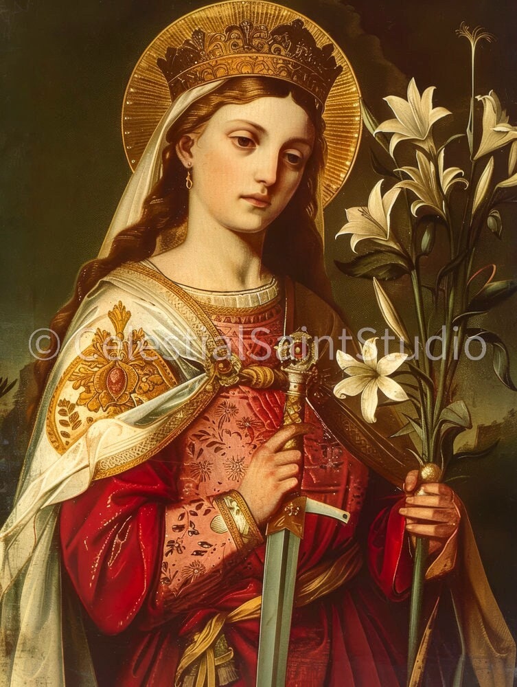 St. Catherine of Alexandria | DIGITAL OIL PAINT | Catholic Printable | Catholic Art | Patron Saint