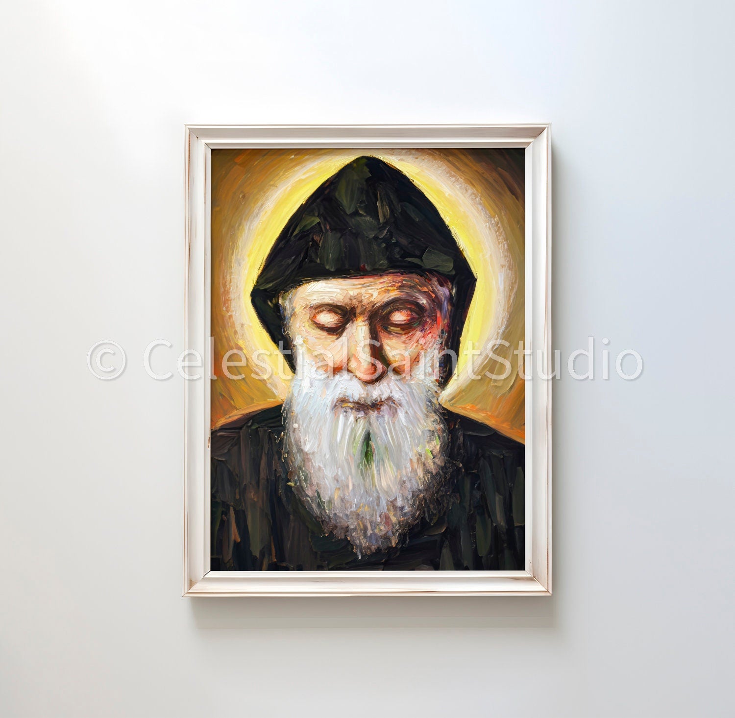 St. Charbel | DIGITAL OIL PAINT | Catholic Printable | Catholic Art | Patron Saint