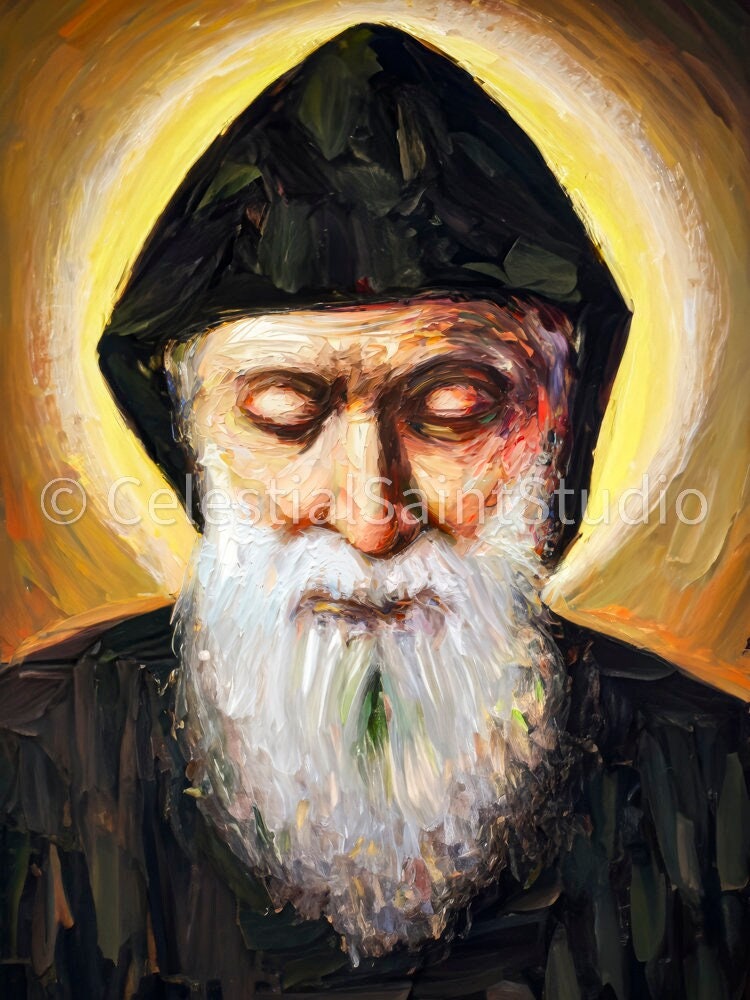 St. Charbel | DIGITAL OIL PAINT | Catholic Printable | Catholic Art | Patron Saint