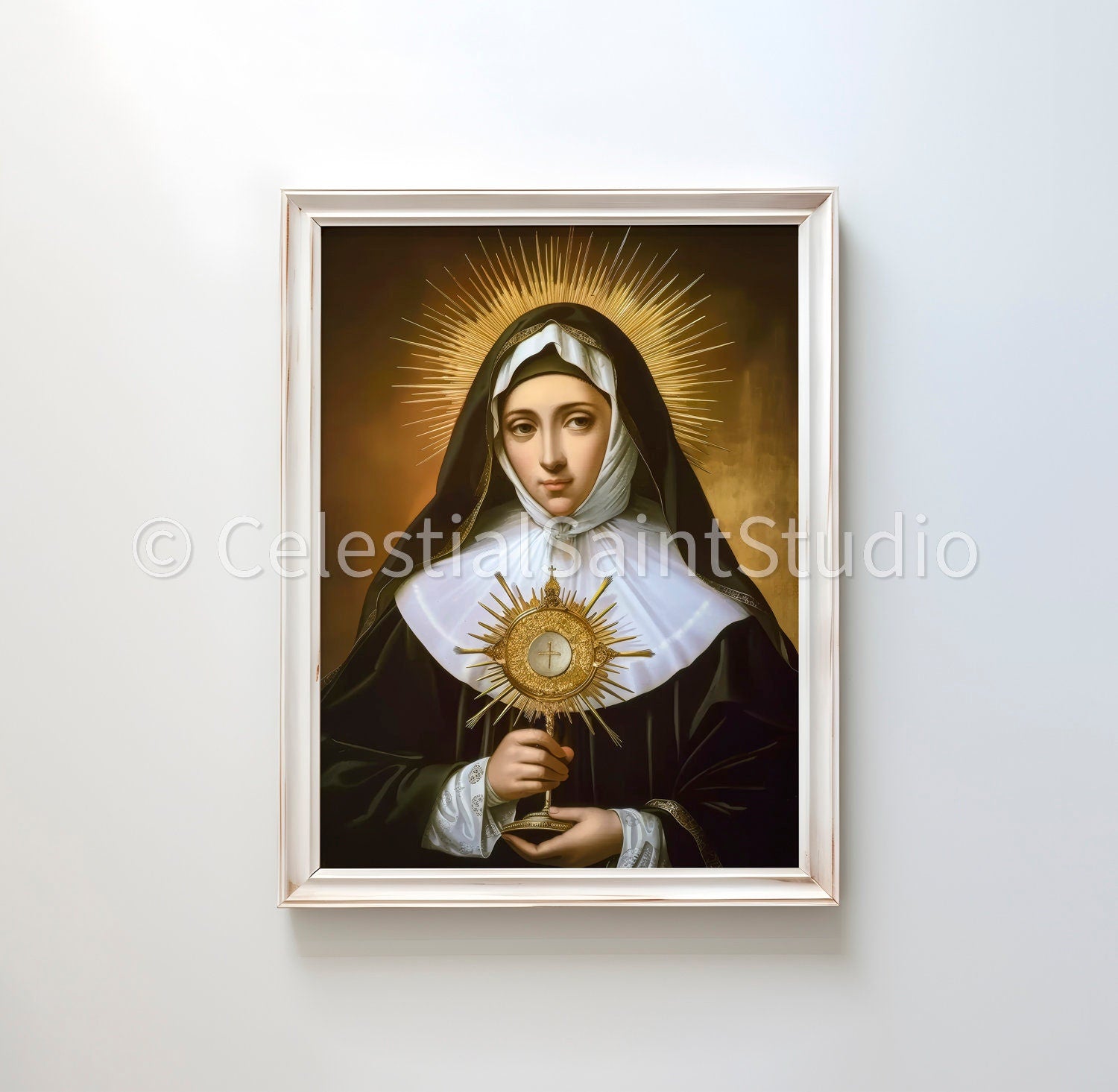 St. Clare of Assisi | DIGITAL OIL PAINT | Catholic Printable | Catholic Art | Patron Saint