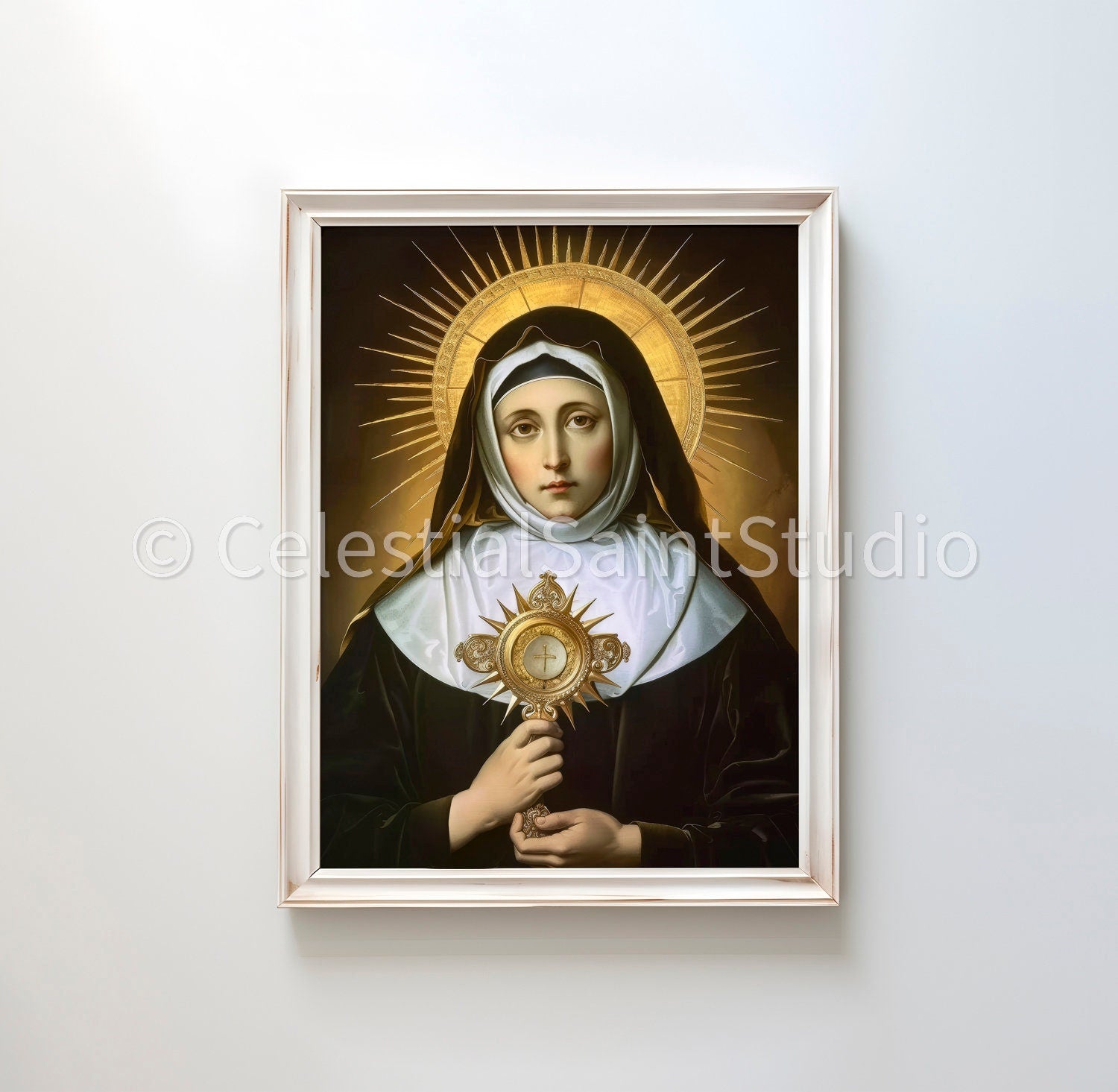 St. Clare of Assisi | DIGITAL OIL PAINT | Catholic Printable | Catholic Art | Patron Saint