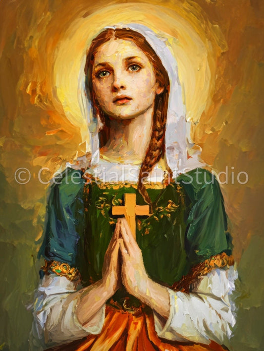 St. Dymphna | DIGITAL OIL PAINT | Catholic Printable | Digital Download | Patron Saint | Catholic Art