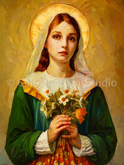 St. Dymphna | DIGITAL OIL PAINT | Catholic Printable | Digital Download | Patron Saint | Catholic Art