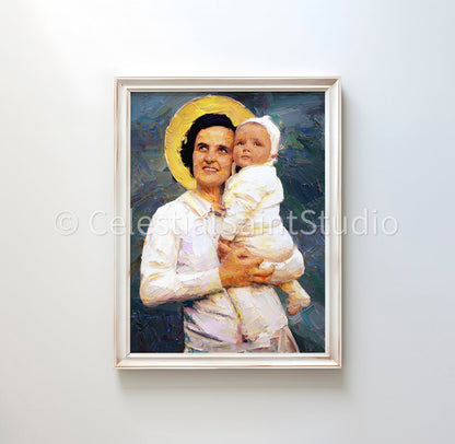 St. Gianna Beretta Molla | DIGITAL OIL PAINT | Catholic Printable | Catholic Art | Patron Saint | Digital Download