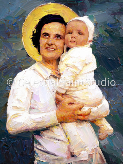 St. Gianna Beretta Molla | DIGITAL OIL PAINT | Catholic Printable | Catholic Art | Patron Saint | Digital Download