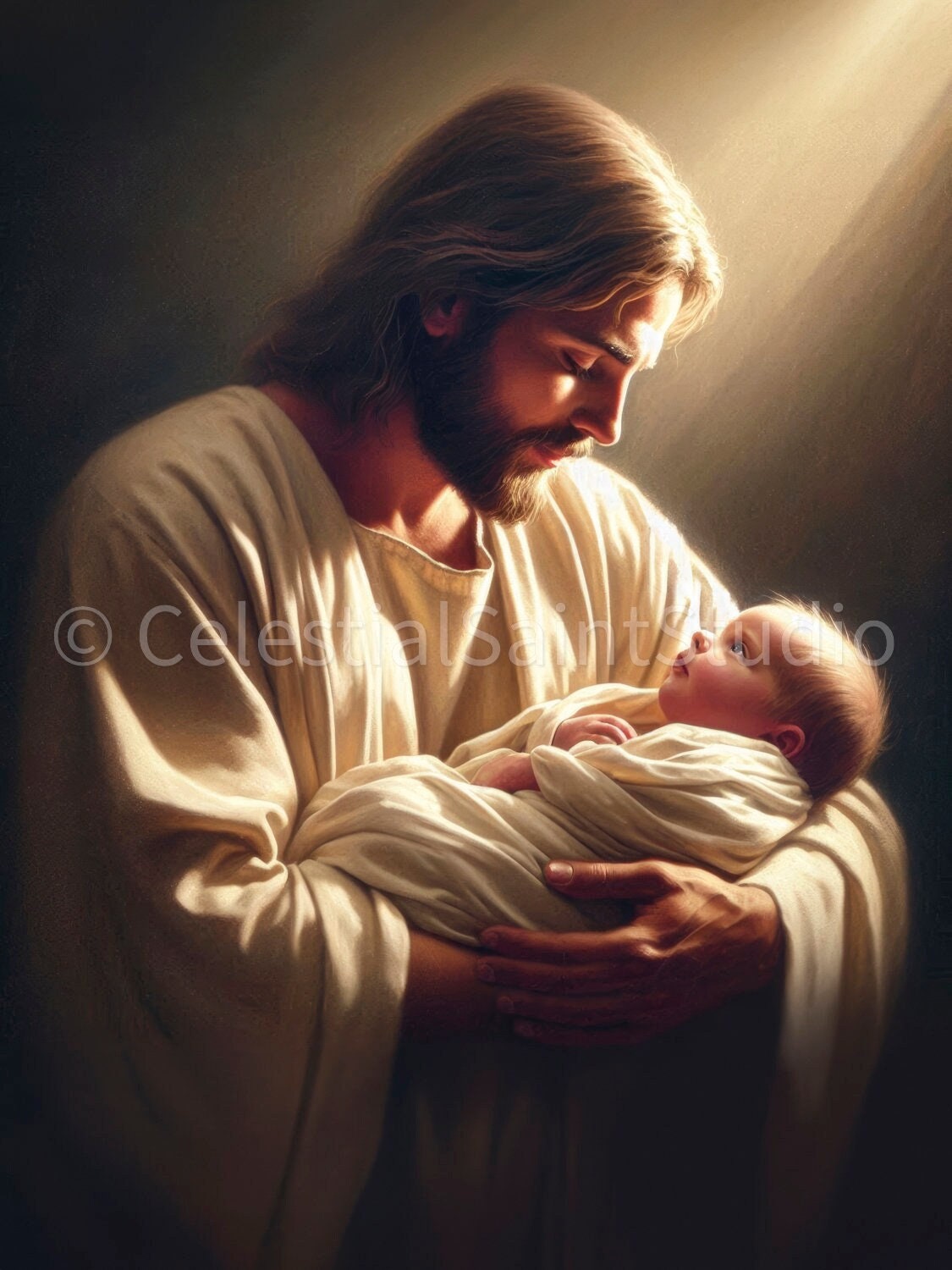 Christ holding baby | Christian Art | Pics of Jesus | Digital Download