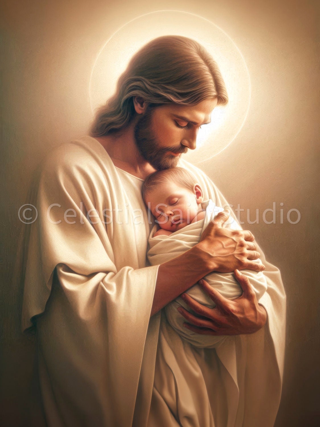 Christ holding baby | Christian Art | Pics of Jesus | Digital Download