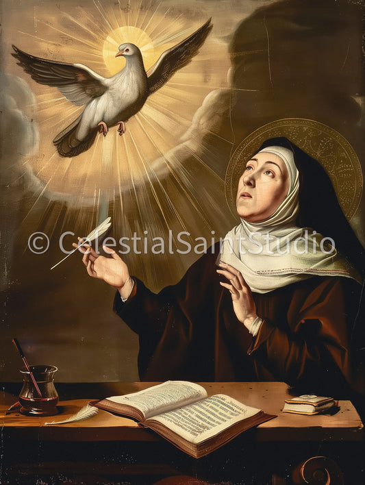 St. Teresa of Avila | DIGITAL OIL PAINT | Catholic Printable | Catholic Art | Patron Saint | Digital Download