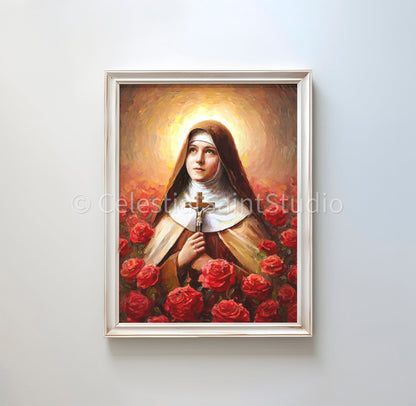 St. Therese of Lisieux | DIGITAL OIL PAINT | Catholic Printable | Catholic Art | Patron Saint | Digital Download