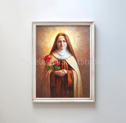 St. Therese of Lisieux | DIGITAL OIL PAINT | Catholic Printable | Catholic Art | Patron Saint | Digital Download